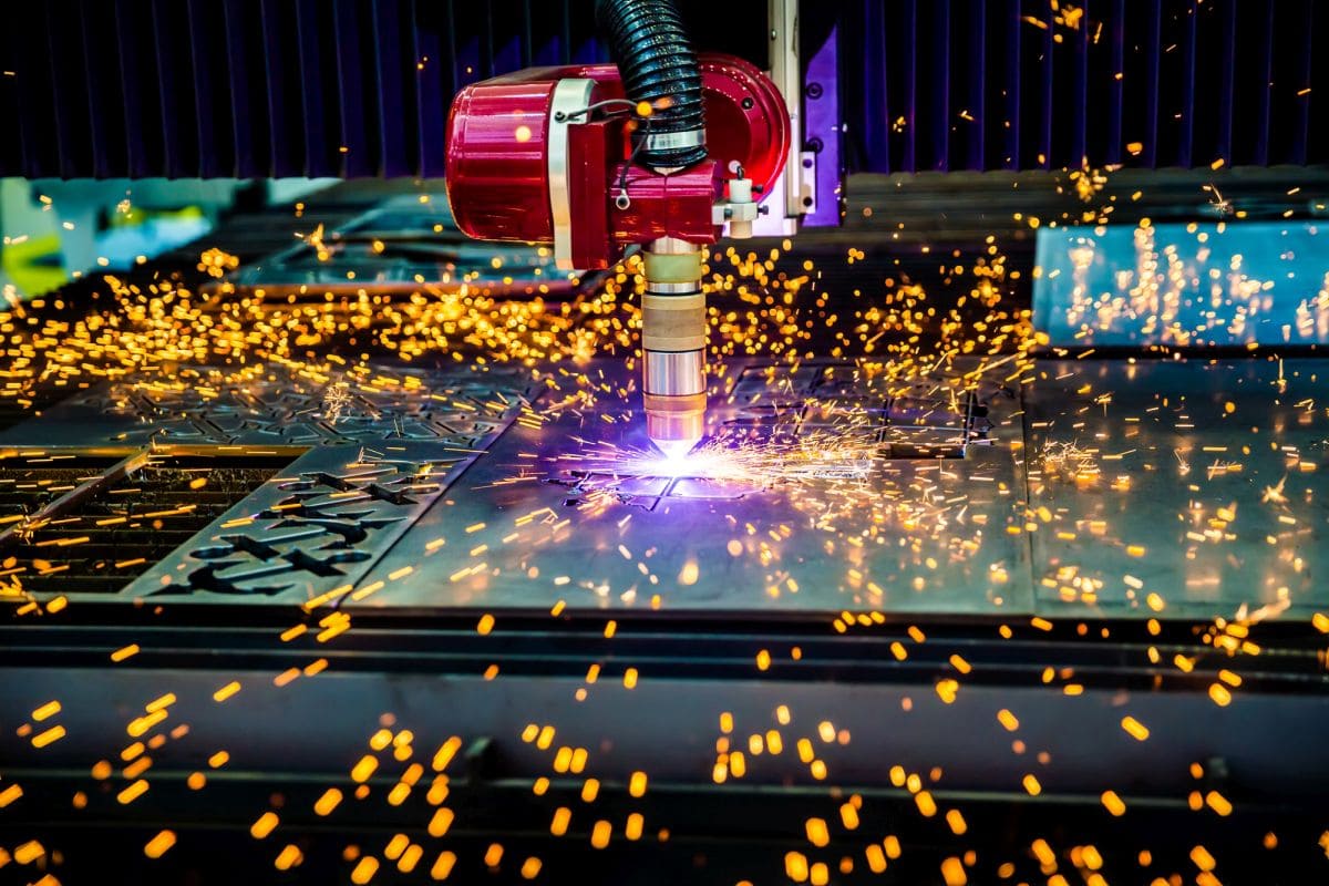 cnc laser plasma cutting of metal, modern industrial technology.